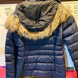 Navy Blue North Face Winter Coat with Detachable Fur hood